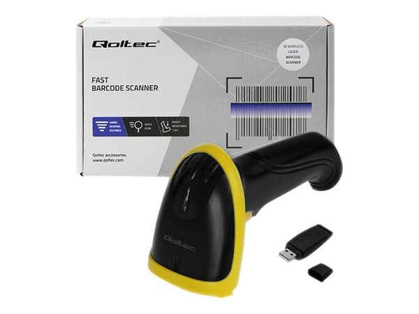 Qoltec - Strekkodeskanner - portabel - 120 skann/sek - dekodet - RF(2.4 GHz)
