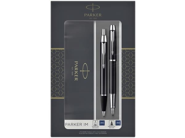Parker 2093215, Sort, Sølv, 2 stykker, Kulepenn + fyllepenn