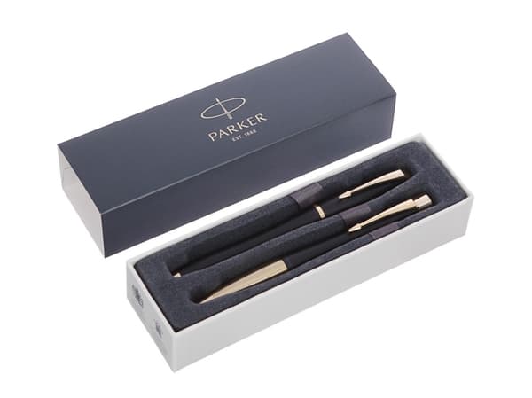 Parker 2093381, Kulspetspenna + reservoarpenna, Blå, Medium, 1 mm, Rostfritt stål, Svart, Guld
