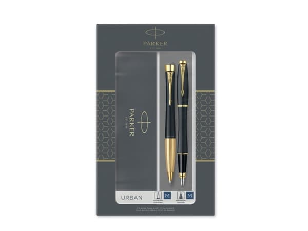 Parker 2093381, Kulspetspenna + reservoarpenna, Blå, Medium, 1 mm, Rostfritt stål, Svart, Guld