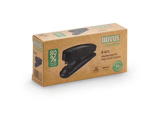 Novus B 4FC, 50 ark, Svart, Flata häftklamrar, 24/6 to 24/8 SUPER, Metall, 6 cm