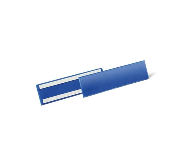 Lagerlomme/etiketholder selvklæbende 297x74 mm blå - (50 stk.)