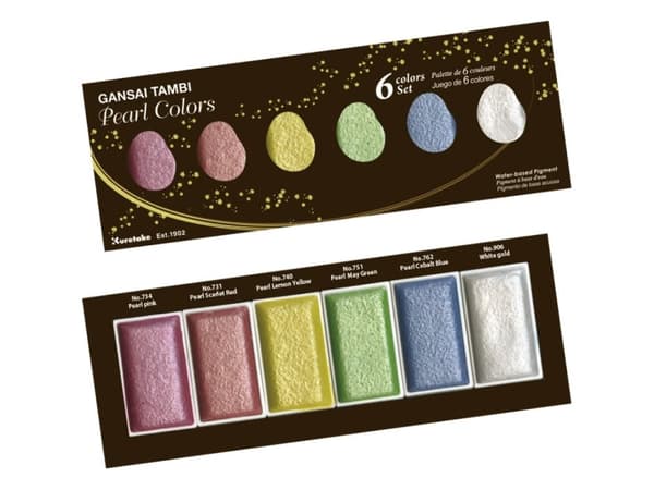 Gansai Tambi Pearl Colors akvareller, 6 farger