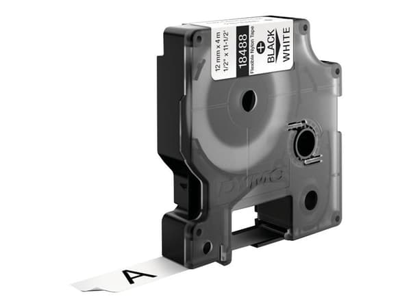 DYMO IND - Nylon - adhesiv - svart på hvitt - Rull (1,2 cm x 4 m) 1 kassett(er) fleksibel etikett-tape - for Rhino 4200, 4200 Kit, 5200, 5200 Hard Ca
