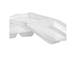 Skumbakke 2-rum 210x245x72 mm Hængslet låg XPS Hvid,3 pk x 100 stk/krt