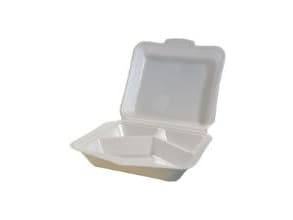 Skumbakke 3-rum 210x245x72 mm Hængslet låg XPS Hvid,100 stk/pk