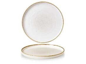 Lautanen kivivalu Ø21 cm tasainen reunalla Posliini Vanilja,6 kpl/krt