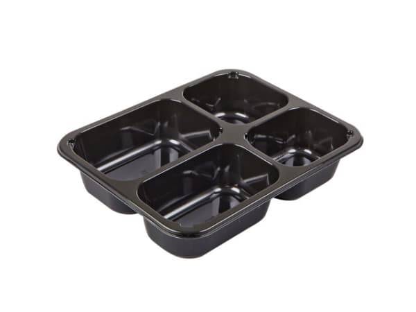 Bakke 4-rum 2227-4C 205/225/270/370 ml 227x178x43 mm CPET Sort,228 stk/krt