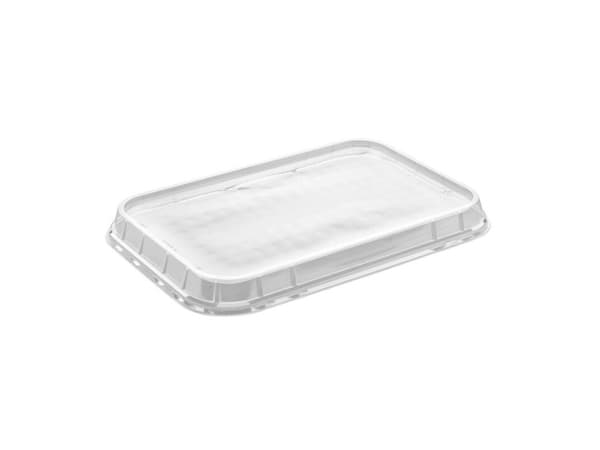 Låg t/plastbakke, Færch, K 5294-1 Rektangulær,301x200x25mm PET, transparent, æske a 1000 stk Fødevar
