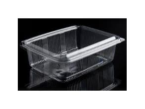 Plastbæger Catersource 1500 ml 140x195x70 mm firkantet hængslet låg RPET Klar,100 stk/ps - (100 stk.)