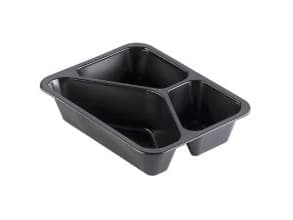 Bakke 3-rum Caterline 227x178x50 mm PP Sort,216 stk/krt