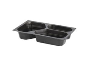 Tarjotin 3-huone 1/4 GN 210/380/500 ml 265x162x45 mm PP Musta, 225 kpl/krt