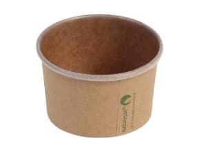 Isbæger 120 ml 3 oz Ø75x45 mm kraft pap PLA bionedbrydelig Brun,20 ps x 50 stk/krt