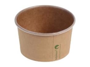 Isbæger 180 ml 5 oz Ø85x52 mm kraft pap PLA bionedbrydelig Brun,20 ps x 50 stk/krt