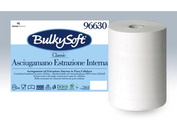 Håndklæderulle Bulky Soft 1-lag 120 m med Hylse Hvid,12 Rl/krt