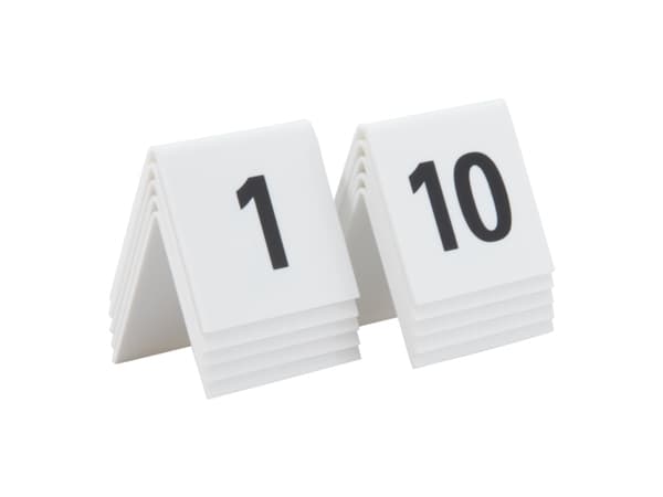 Securit® bordnumre 1-10 i hård hvid akryl