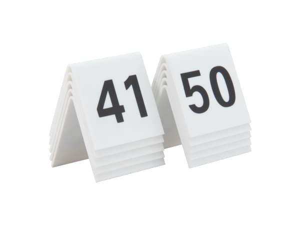 Securit® bordnumre 41-50 i hård hvid akryl