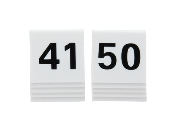 Securit® bordnumre 41-50 i hård hvid akryl