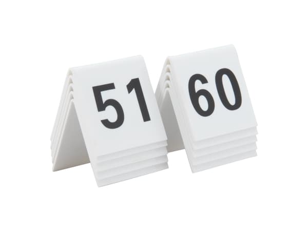 Securit® bordnumre 51-60 i hård hvid akryl
