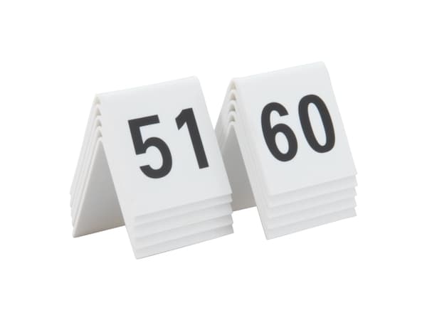 Securit® bordnumre 51-60 i hård hvid akryl