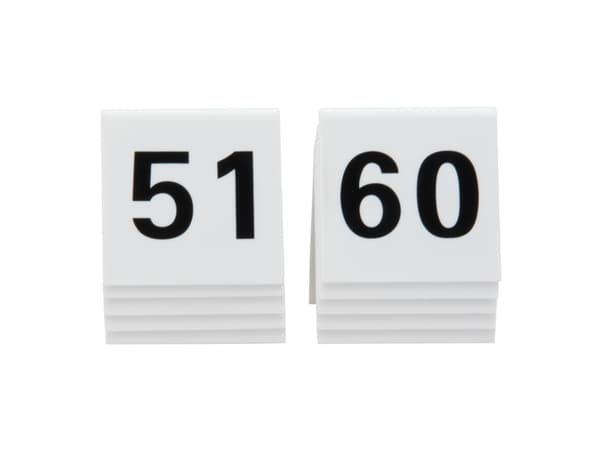 Securit® bordnumre 51-60 i hård hvid akryl