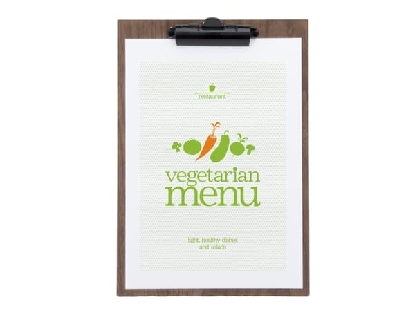 Menu Kortholder A4 Securit viser 1 A4 side med clips Valnød