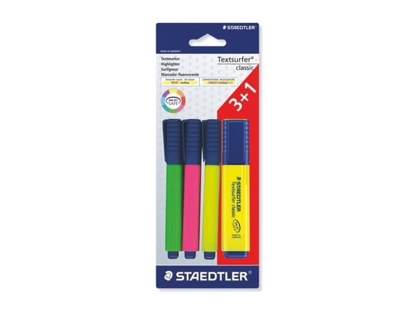 Overstregningspen Staedtler Textsurfer Classic 364 A BK4D - 3+1 blister