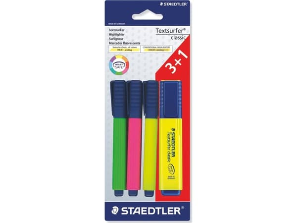 Overstregningspen Staedtler Textsurfer Classic 364 A BK4D - 3+1 blister