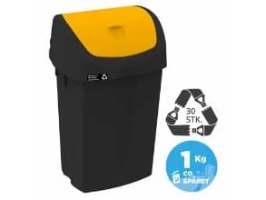 Affaldsbeholder Nordic Recycle 25 ltr Sort Gul vippelåg,stk