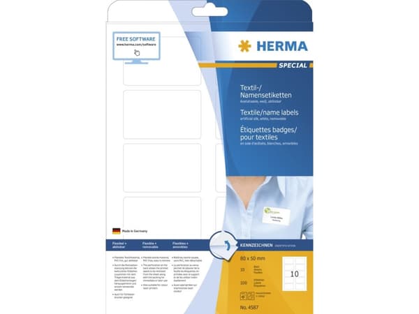 HERMA 4587, Vit, Rundad rektangel, Lösa, A4, Siden, laser