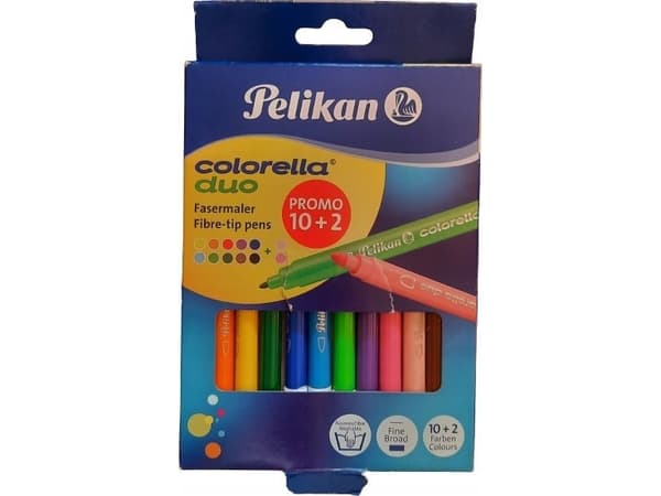 Pelikan Colorella Duo C407, Fint, 12 farger, Flerfarget, Rund, 12 stykker, Hengende boks