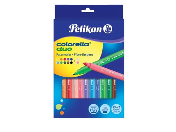 Pelikan Colorella Duo C407, Fin, 12 färger, Multifärg, Rund, 12 styck, Upphängbar förpackning