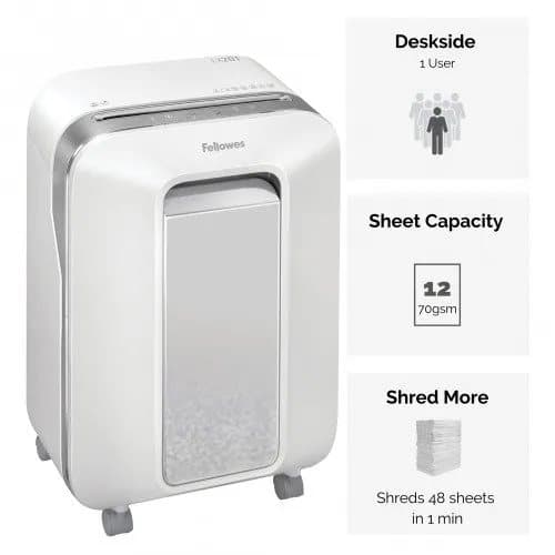 Fellowes Powershred LX201, Mikroleikkaava, 23 cm, 2 x 12 mm, 22 L, Kosketus, 4 renkaita