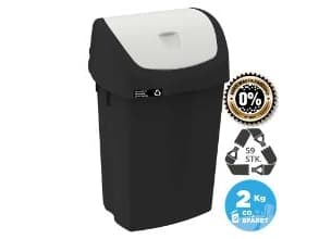 Affaldsbeholder Nordic recycle 50 ltr Sort Hvid vippelåg,4 stk/krt