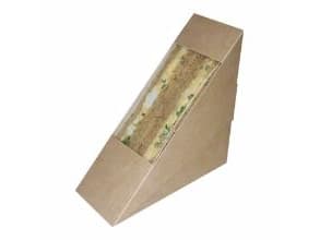 Sandwichæske 123x52x123 mm Karton med PLA Brun,500 stk/krt