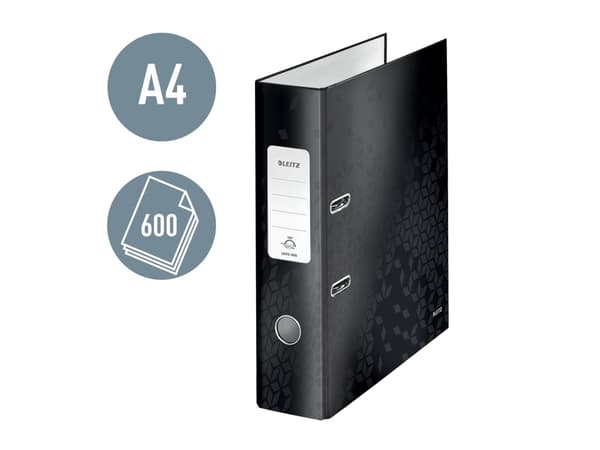 Leitz 180° WOW - Spakbågesfil - ryggbredd: 80 mm - för A4 (210 x 297 mm) - kapacitet: 600 ark - svart