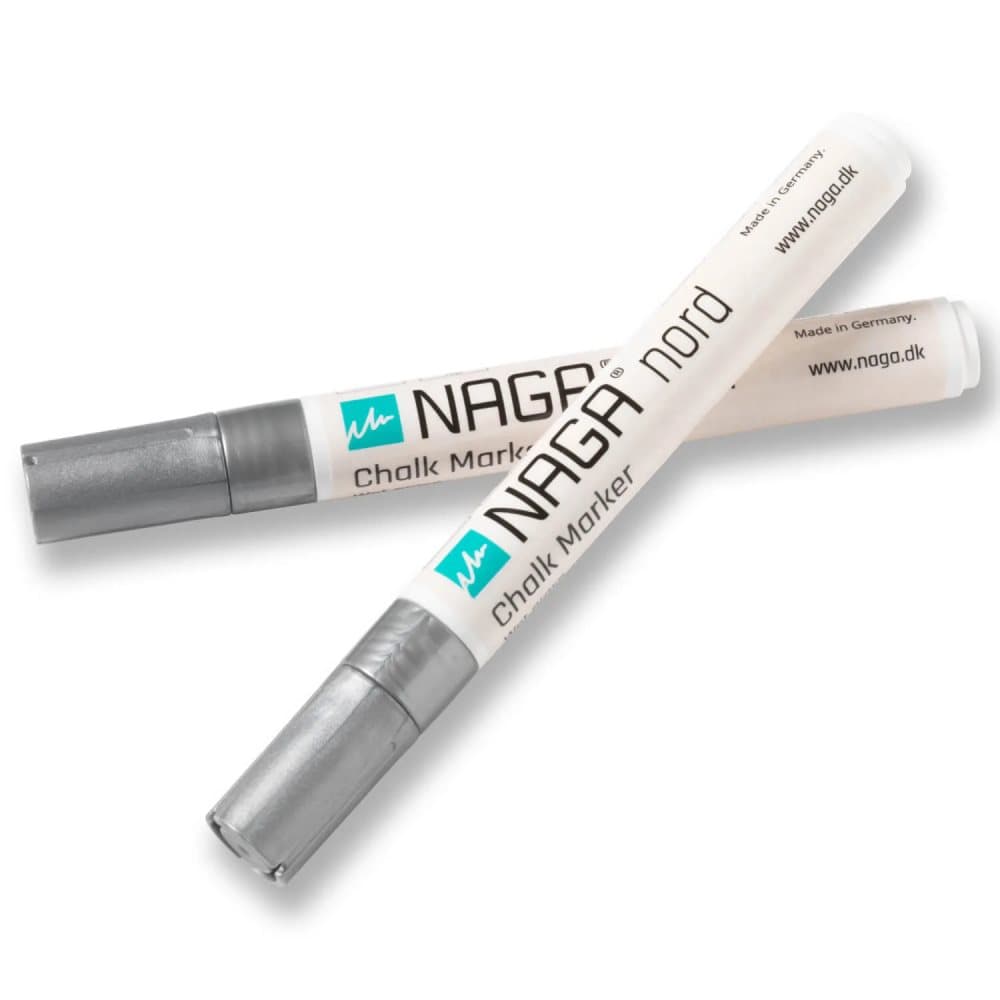 Glastavle marker sølv 4,5 mm Dry Erase med vendbar spids fra rund til skrå - (2 stk.)