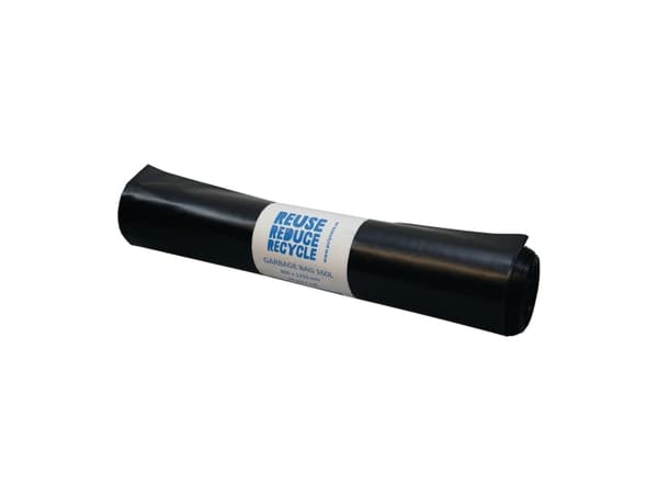 Affaldssække, PolyBLUE, genbrugsplast, 60 my, sort, 10 poser, 160 l