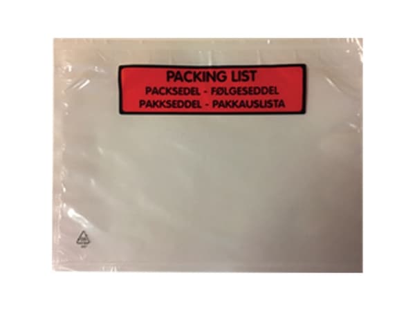 Følgeseddellommer, C6, med tekst, 175 x 132 mm, 30my, pakke a 1.000 stk.
