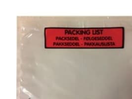 Følgeseddellommer, C6, med tekst, 132 x 175 mm, 45my, pakke a 1.000 stk.