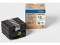 Brother HGE-131V5 - Svart på blank - Rull (1,2 cm x 8 m) 5 kassett(er) laminert teip - for P-Touch PT-9500pc, PT-9700PC, PT-9800PCN; P-Touch R RL-700