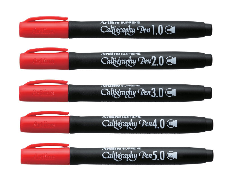 Artline Supreme Calligraphy Pen 5/set red