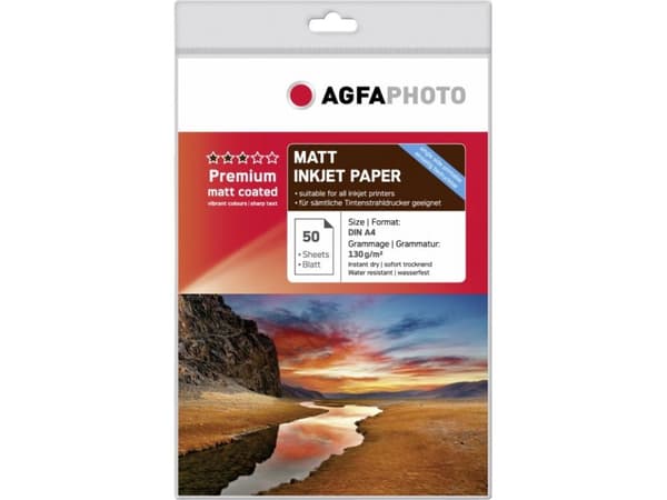 AgfaPhoto Premium - Matt - bestruket - vit - A4 (210 x 297 mm) - 130 g/m² - 50 ark box - fotopapper