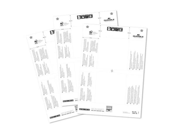 Durable for table place name holder Badge Inserts 52/104 x 100 mm, Hvit, Rektangel, Papir, 10,4 cm, 10 cm, 40 stykker