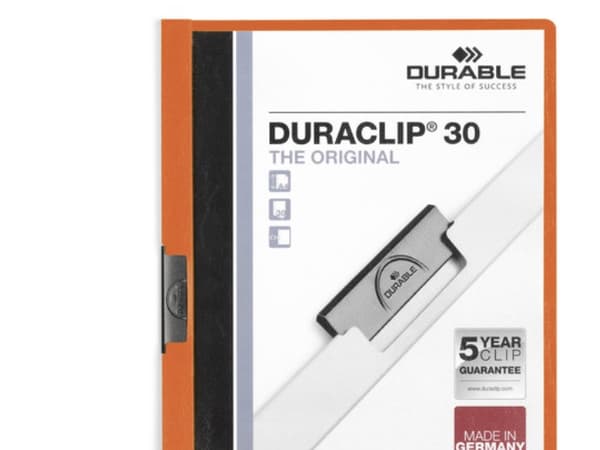 Durable DURACLIP 30 A4, Orange, Vit, PVC, 30 ark, A4, 1 styck