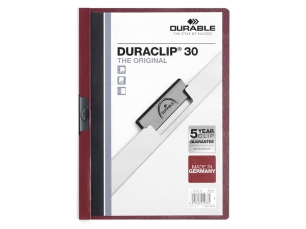 Durable DURACLIP, PVC, Rød, A4, 30 ark