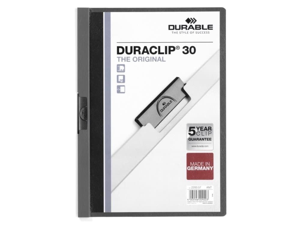 Durable 220057, Vanlig mapp, A4, PVC, Antracit, Grå, Mätt, Poträtt
