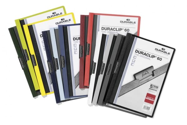 Durable DURACLIP 60, Flerfarget, PVC, Stål, 60 ark, A4