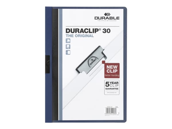 DURABLE DURACLIP ORIGINAL 30 - Klipsfil - for A4 - kapasitet: 30 ark - blå med transparent frontdeksel (en pakke 5)
