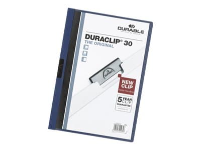DURABLE DURACLIP ORIGINAL 30 - Klipsfil - for A4 - kapasitet: 30 ark - blå med transparent frontdeksel (en pakke 5)